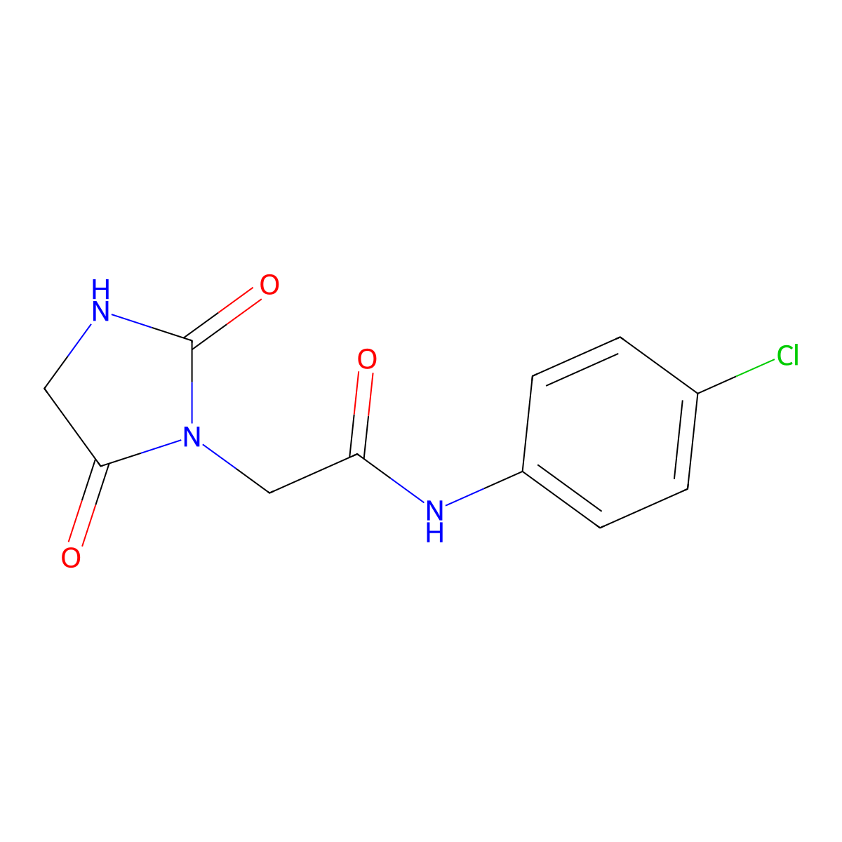 N-(4-chlorophenyl)-2-(2,5-dioxoimidazolidin-1-yl)acetamide molecular structure, CAS 638991-67-0