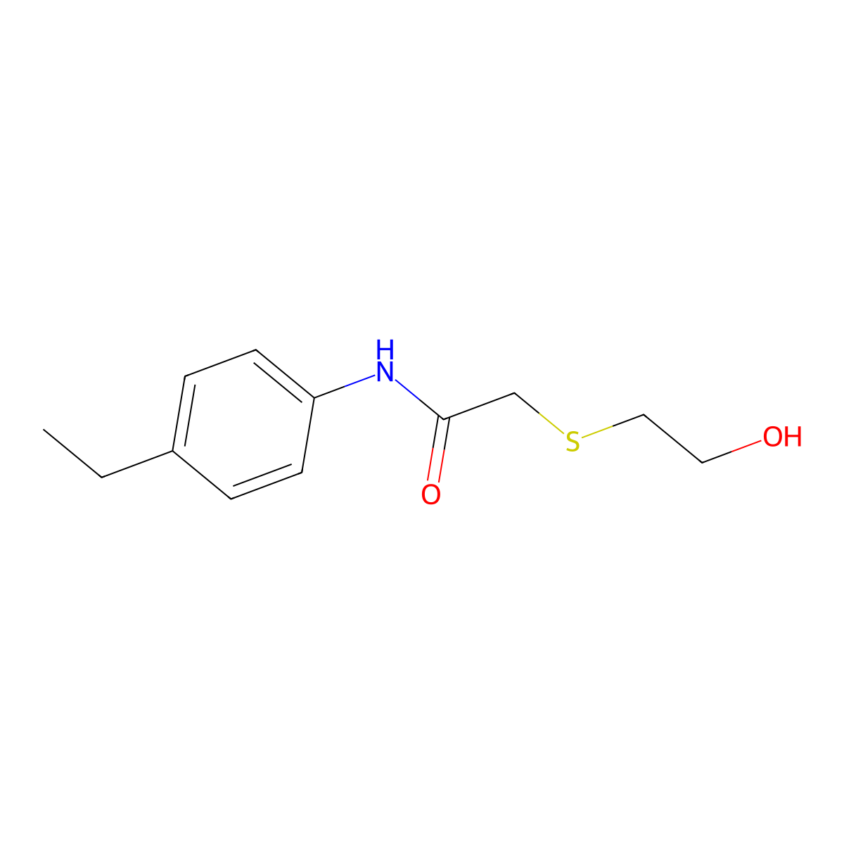 N-(4-ethylphenyl)-2-[(2-hydroxyethyl)sulfanyl]acetamide molecular structure, CAS 638994-52-2