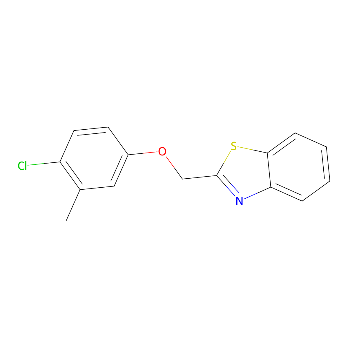2-[(4-Chloro-3-methylphenoxy)methyl]-1,3-benzothiazole molecular structure, CAS 638995-59-2
