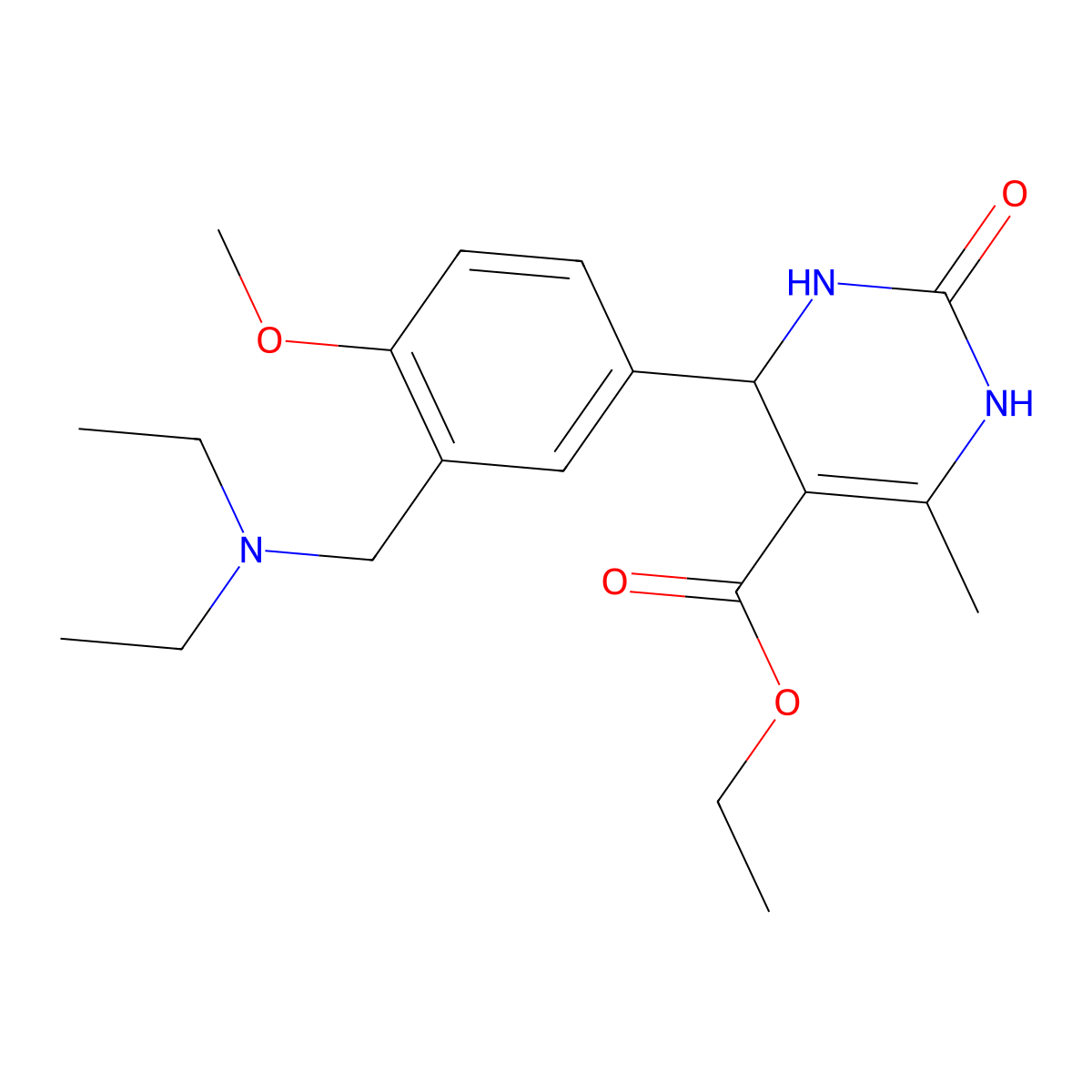 ethyl 4-[3-(diethylaminomethyl)-4-methoxyphenyl]-6-methyl-2-oxo-3,4-dihydro-1H-pyrimidine-5-carboxylate molecular structure, CAS 638995-65-0