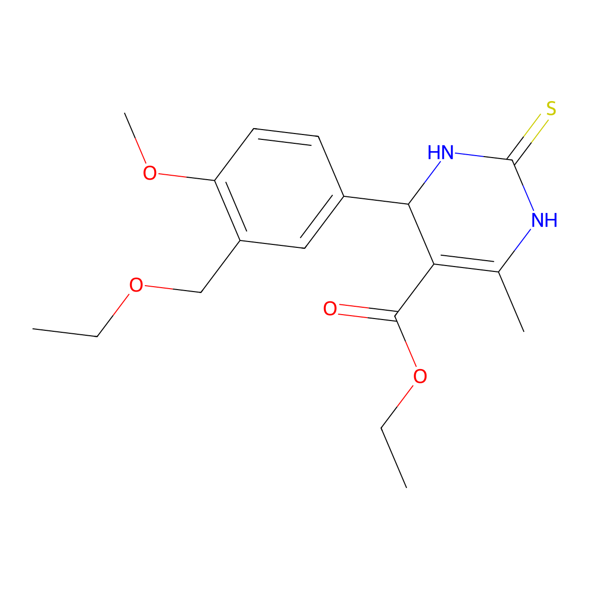 ethyl 4-[3-(ethoxymethyl)-4-methoxyphenyl]-6-methyl-2-sulfanylidene-3,4-dihydro-1H-pyrimidine-5-carboxylate molecular structure, CAS 638995-76-3