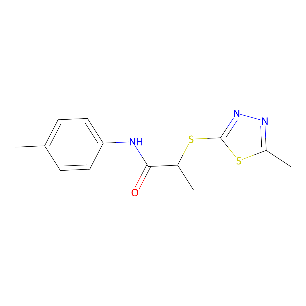N-(4-methylphenyl)-2-[(5-methyl-1,3,4-thiadiazol-2-yl)sulfanyl]propanamide molecular structure, CAS 638996-02-8
