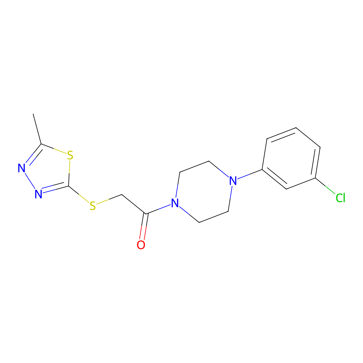 1-[4-(3-Chlorophenyl)piperazin-1-yl]-2-[(5-methyl-1,3,4-thiadiazol-2-yl)sulfanyl]ethanone molecular structure, CAS 638996-05-1