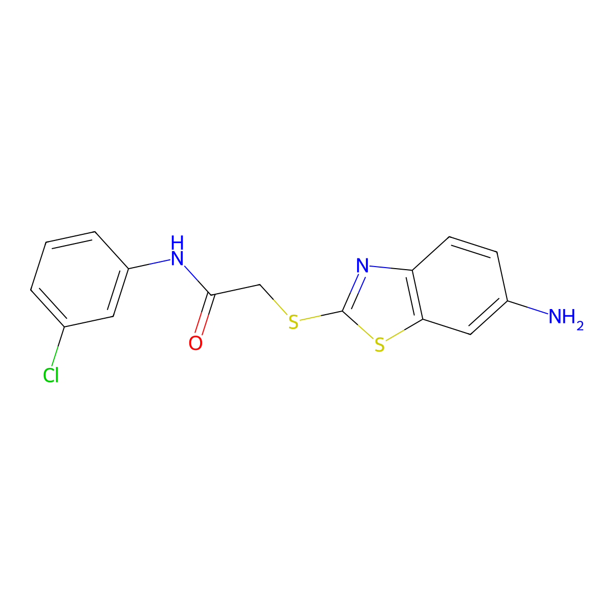 2-[(6-amino-1,3-benzothiazol-2-yl)sulfanyl]-N-(3-chlorophenyl)acetamide molecular structure, CAS 638997-56-5