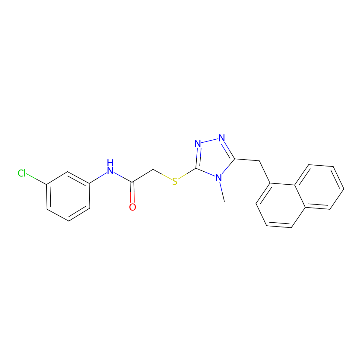 N-(3-chlorophenyl)-2-[[4-methyl-5-(naphthalen-1-ylmethyl)-1,2,4-triazol-3-yl]sulfanyl]acetamide molecular structure, CAS 638999-86-7