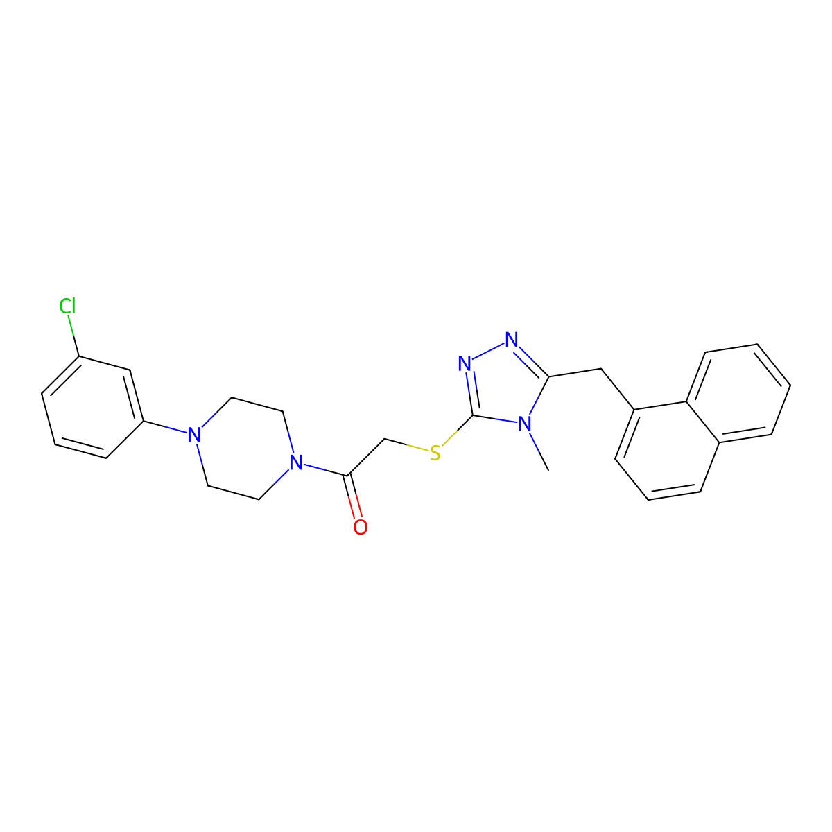 1-(3-chlorophenyl)-4-({[4-methyl-5-(1-naphthylmethyl)-4H-1,2,4-triazol-3-yl]thio}acetyl)piperazine molecular structure, CAS 638999-92-5