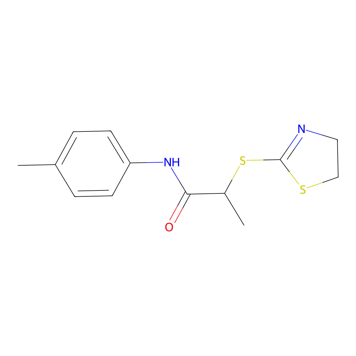 2-((4,5-Dihydrothiazol-2-yl)thio)-N-(p-tolyl)propanamide molecular structure, CAS 638999-98-1