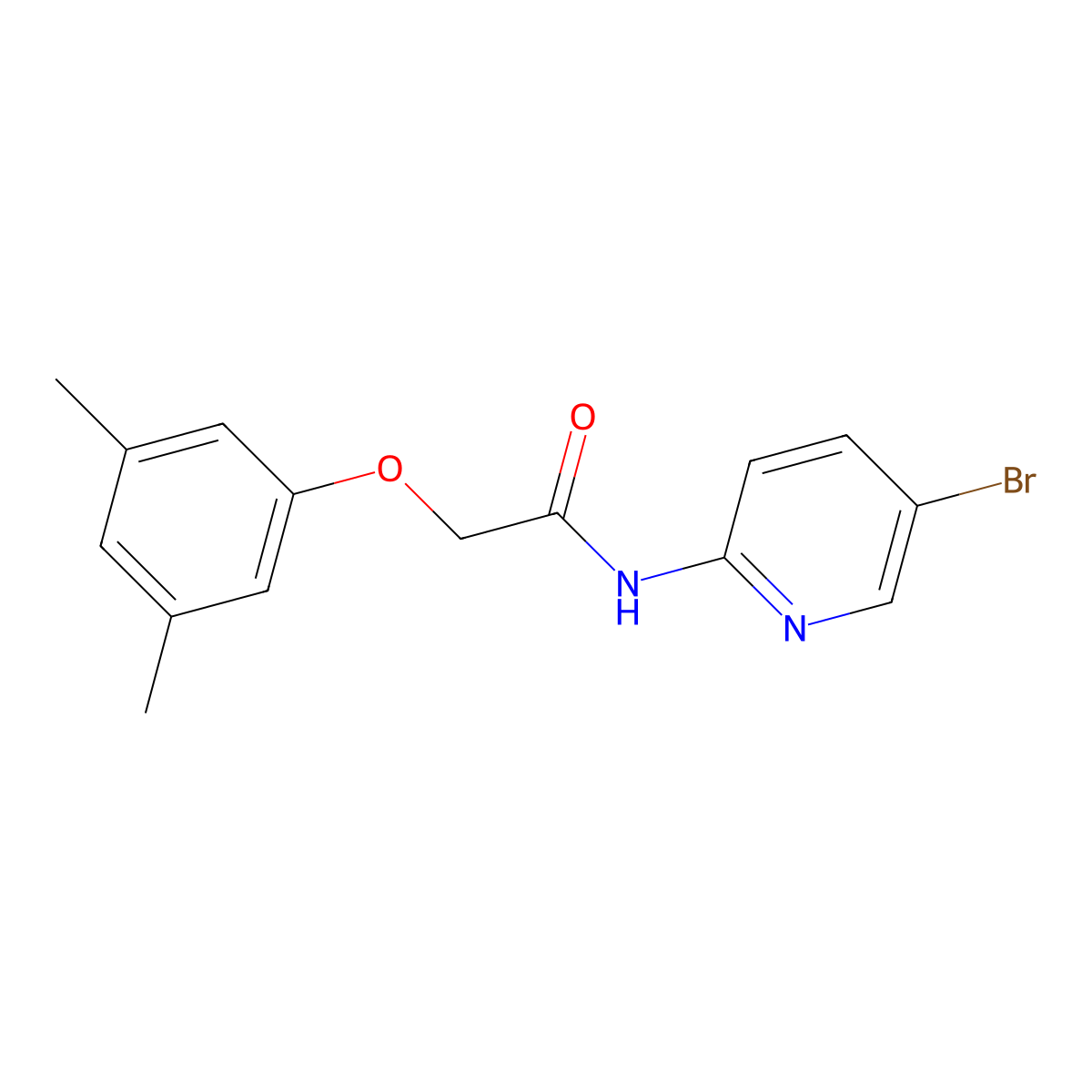 N-(5-bromopyridin-2-yl)-2-(3,5-dimethylphenoxy)acetamide molecular structure, CAS 6390-07-4