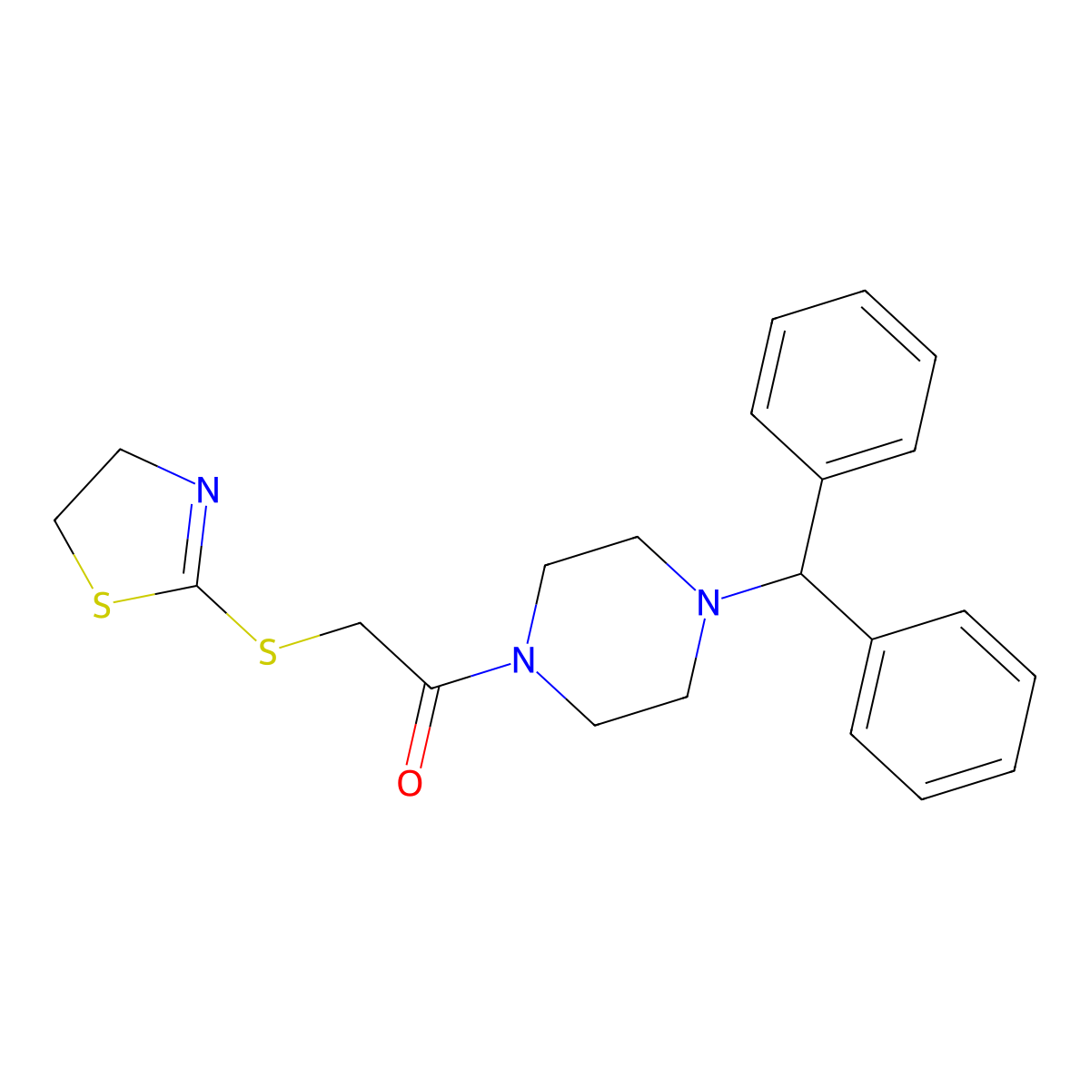 1-(4-Benzhydrylpiperazin-1-yl)-2-(4,5-dihydro-1,3-thiazol-2-ylsulfanyl)ethanone molecular structure, CAS 639000-01-4