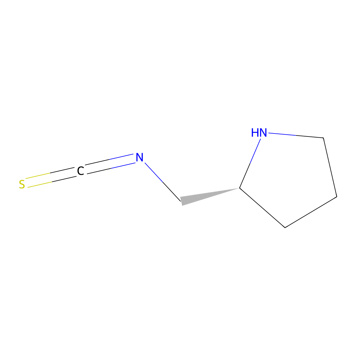 (2R)-2-(isothiocyanatomethyl)pyrrolidine molecular structure, CAS 639001-41-5
