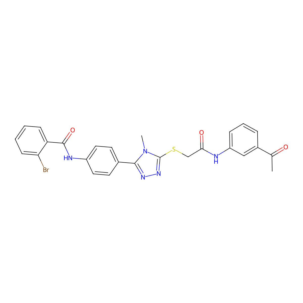 N-[4-[5-[2-(3-acetylanilino)-2-oxoethyl]sulfanyl-4-methyl-1,2,4-triazol-3-yl]phenyl]-2-bromobenzamide molecular structure, CAS 639002-20-3
