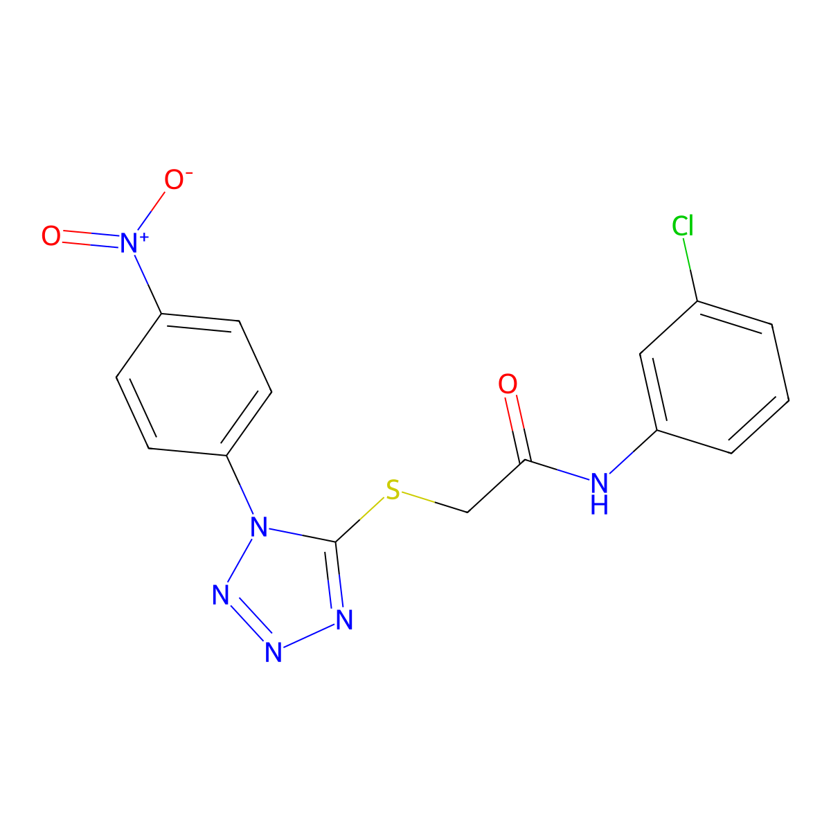 N-(3-chlorophenyl)-2-[1-(4-nitrophenyl)tetrazol-5-yl]sulfanylacetamide molecular structure, CAS 639003-10-4