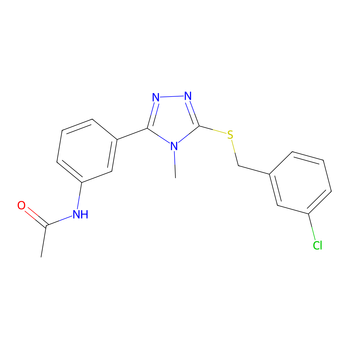 N-[3-[5-[(3-chlorophenyl)methylsulfanyl]-4-methyl-1,2,4-triazol-3-yl]phenyl]acetamide molecular structure, CAS 639003-31-9