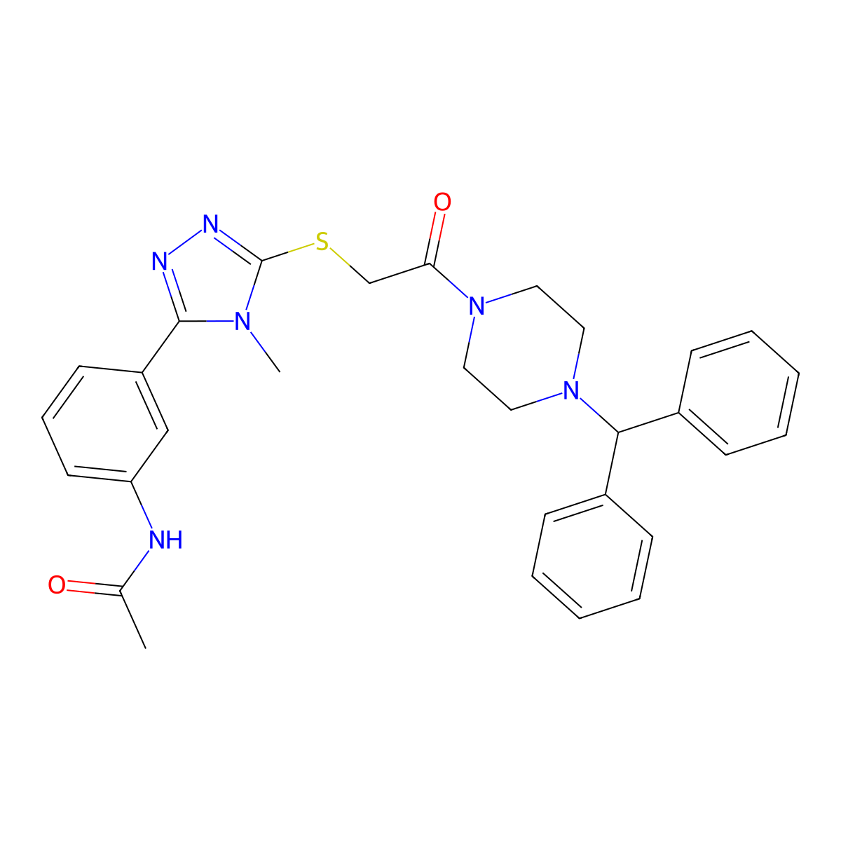 N-[3-[5-[2-(4-benzhydrylpiperazin-1-yl)-2-oxoethyl]sulfanyl-4-methyl-1,2,4-triazol-3-yl]phenyl]acetamide molecular structure, CAS 639003-33-1