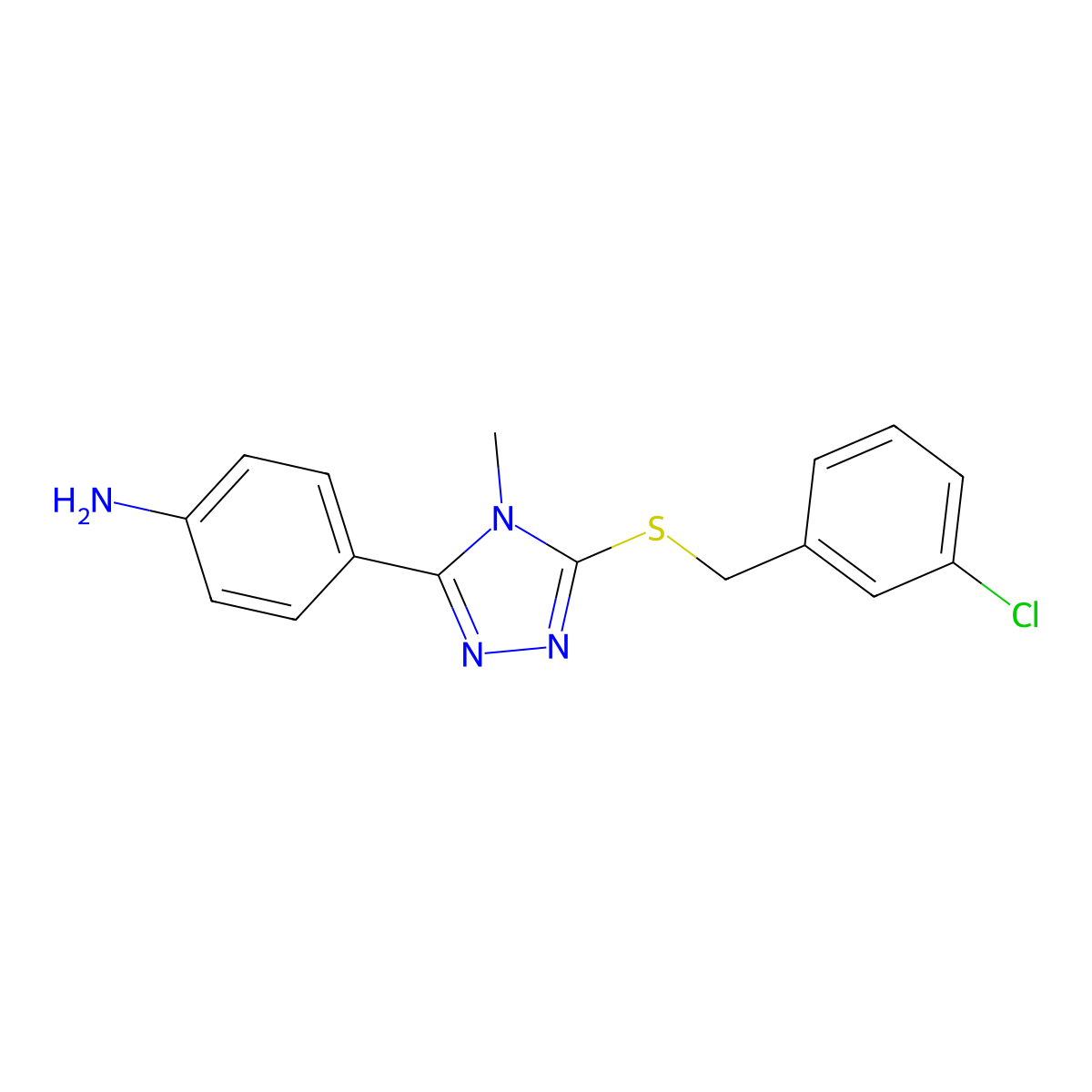 4-[5-[(3-Chlorophenyl)methylsulfanyl]-4-methyl-1,2,4-triazol-3-yl]aniline molecular structure, CAS 639003-40-0
