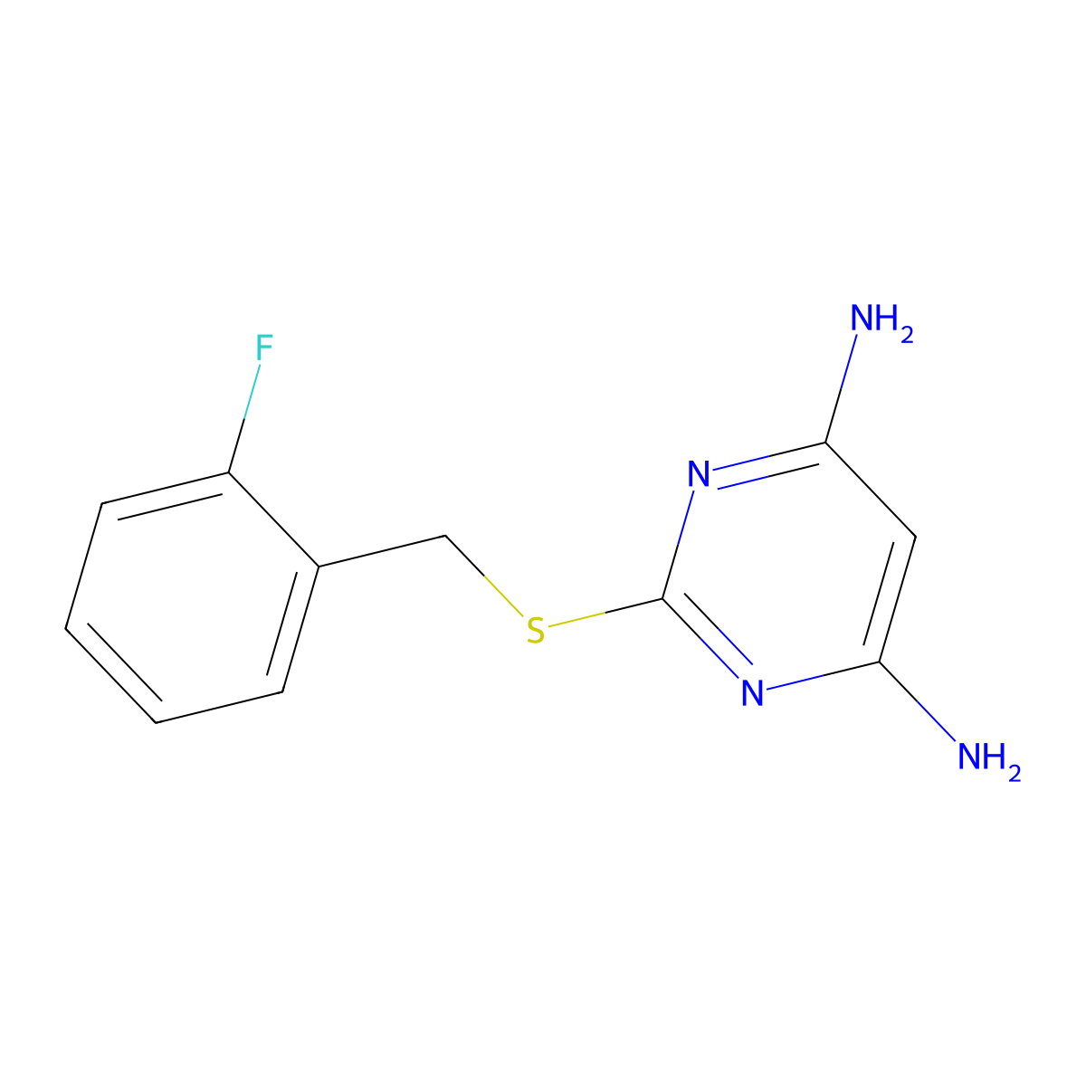 2-((2-Fluorobenzyl)thio)pyrimidine-4,6-diamine molecular structure, CAS 639003-52-4