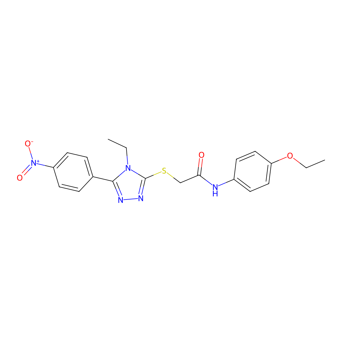 N-(4-ethoxyphenyl)-2-[[4-ethyl-5-(4-nitrophenyl)-1,2,4-triazol-3-yl]sulfanyl]acetamide molecular structure, CAS 639004-13-0