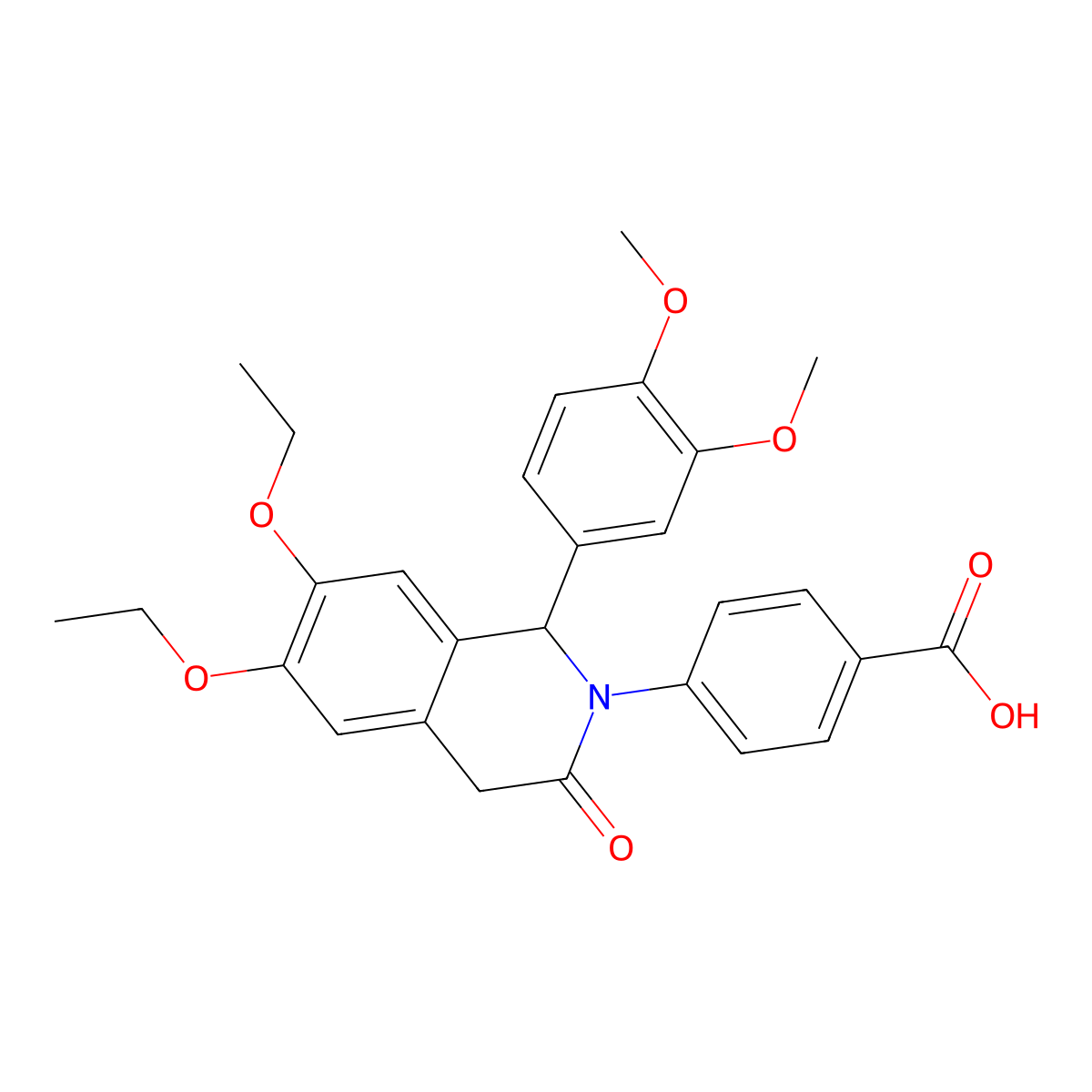 4-(1-(3,4-dimethoxyphenyl)-6,7-diethoxy-3-oxo-3,4-dihydroisoquinolin-2(1H)-yl)benzoic acid molecular structure, CAS 639005-56-4