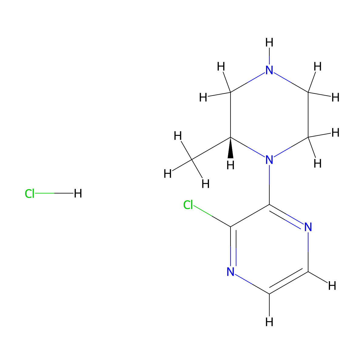 (R)-2-Chloro-3-(2-methylpiperazin-1-yl)pyrazine hydrochloride molecular structure, CAS 639029-52-0