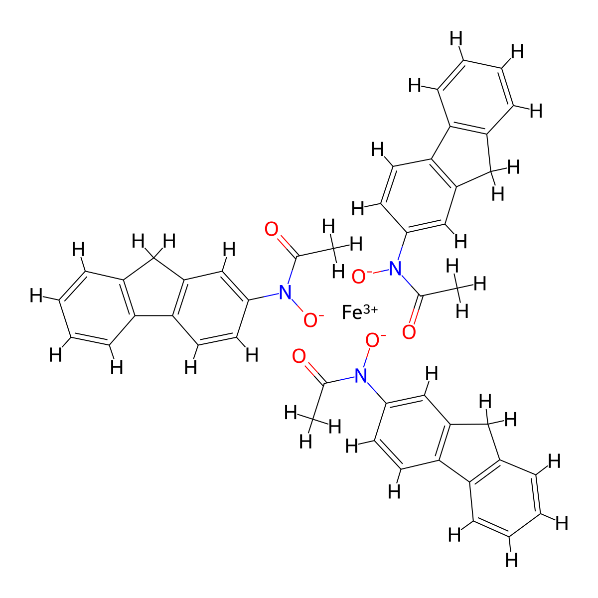 N-Hydroxy-2-acetylaminofluorene, ferric chelate molecular structure, CAS 63904-81-4