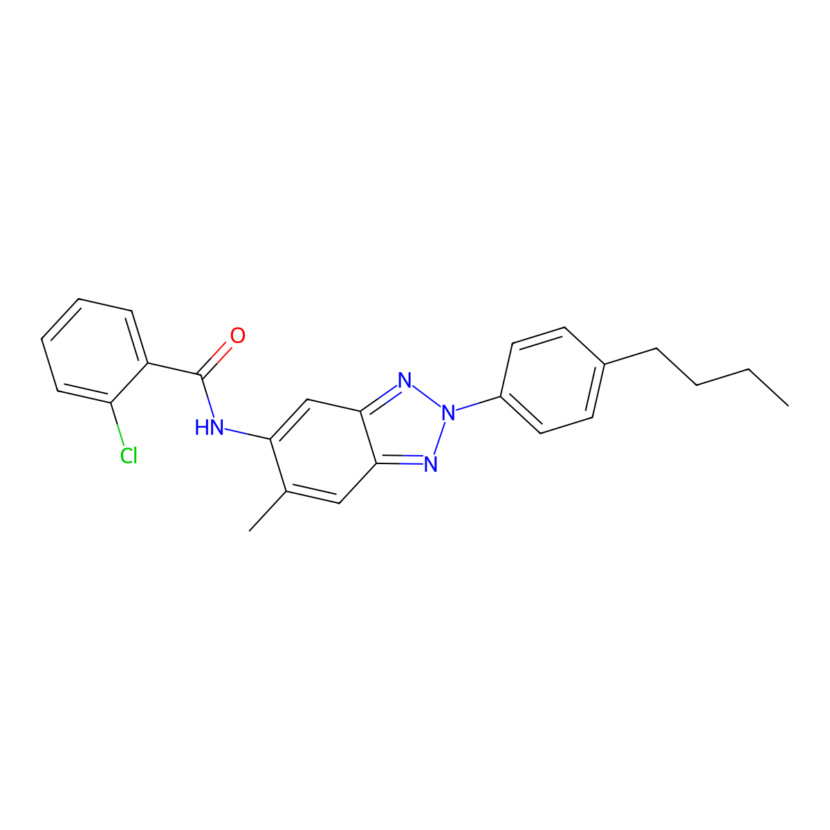 N-[2-(4-butylphenyl)-6-methylbenzotriazol-5-yl]-2-chlorobenzamide molecular structure, CAS 639041-50-2