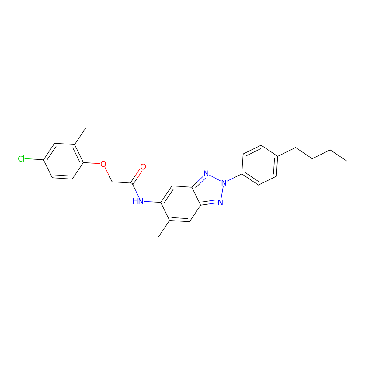 N-[2-(4-butylphenyl)-6-methylbenzotriazol-5-yl]-2-(4-chloro-2-methylphenoxy)acetamide molecular structure, CAS 639042-71-0