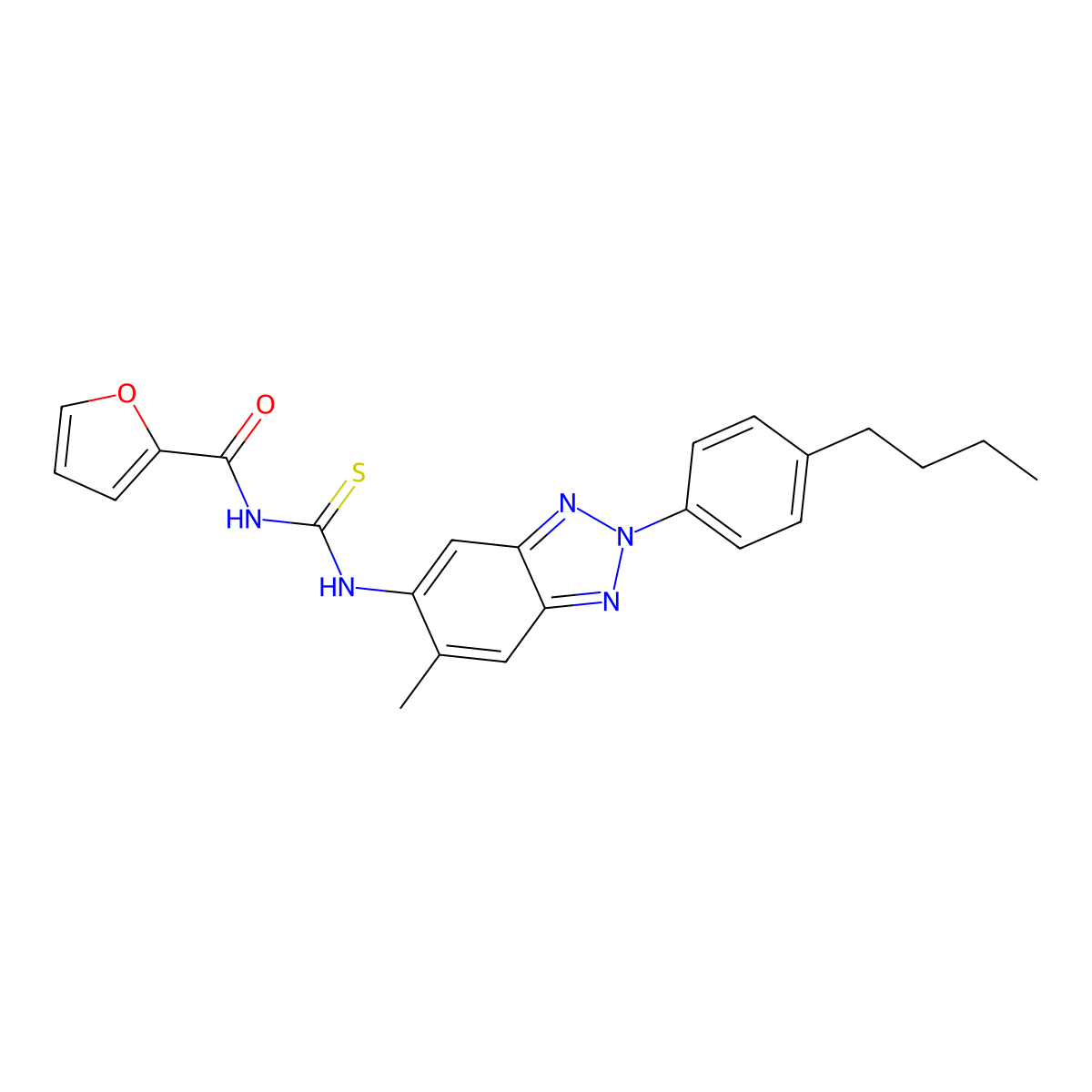 N-[[2-(4-butylphenyl)-6-methylbenzotriazol-5-yl]carbamothioyl]furan-2-carboxamide molecular structure, CAS 639043-56-4