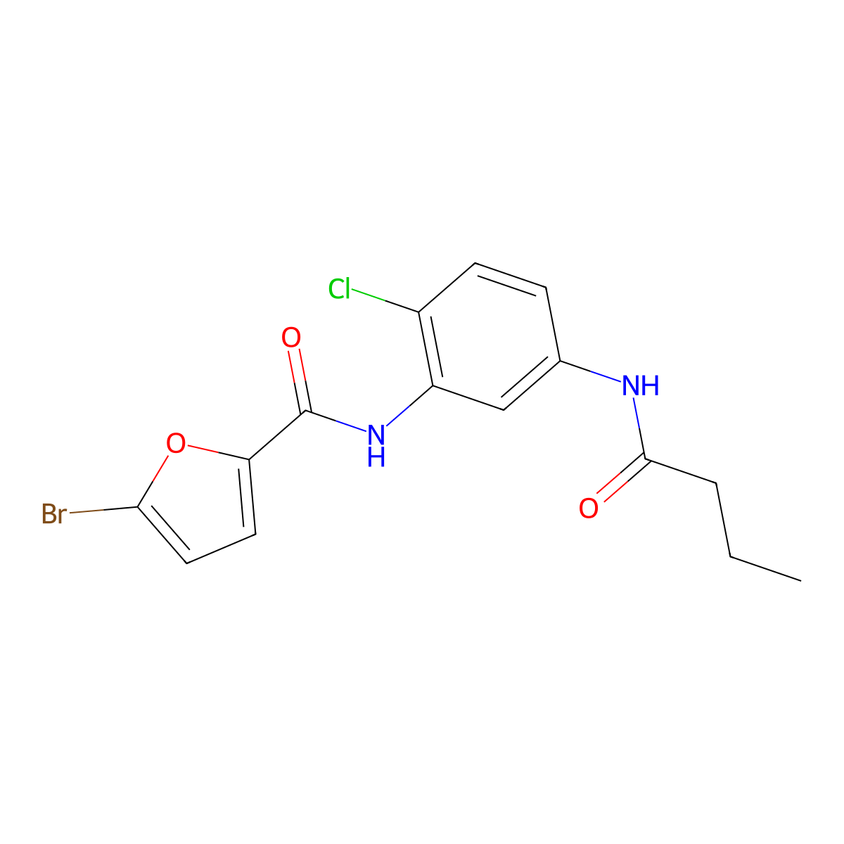 5-bromo-N-[5-(butyrylamino)-2-chlorophenyl]-2-furamide molecular structure, CAS 639046-56-3