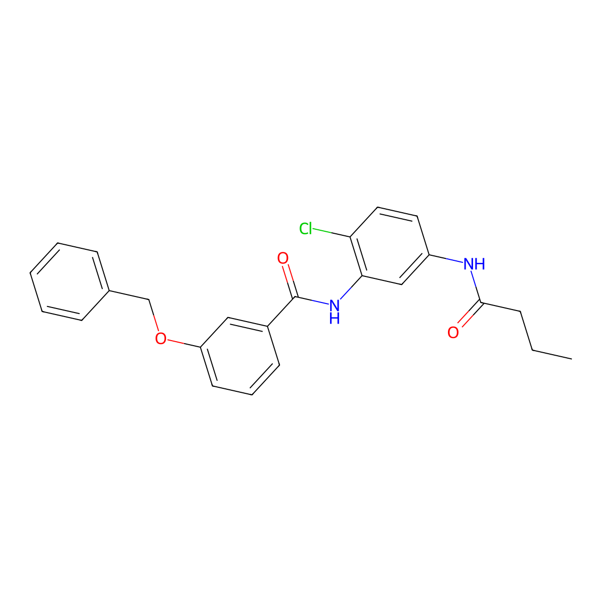 N-[5-(butanoylamino)-2-chlorophenyl]-3-phenylmethoxybenzamide molecular structure, CAS 639047-07-7