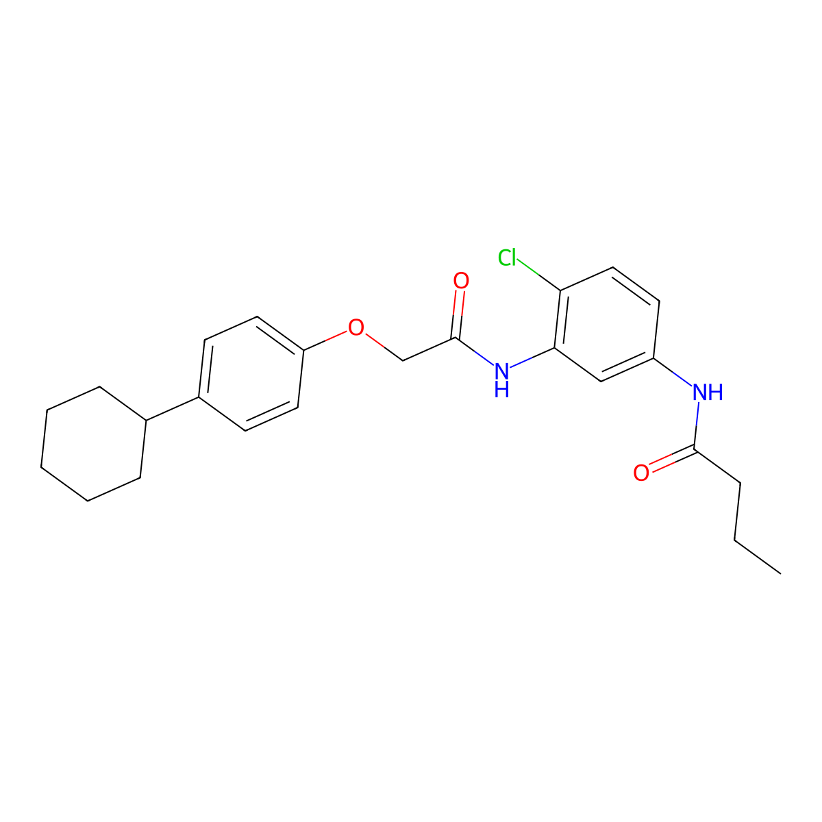 N-(4-chloro-3-{[(4-cyclohexylphenoxy)acetyl]amino}phenyl)butanamide molecular structure, CAS 639049-86-8