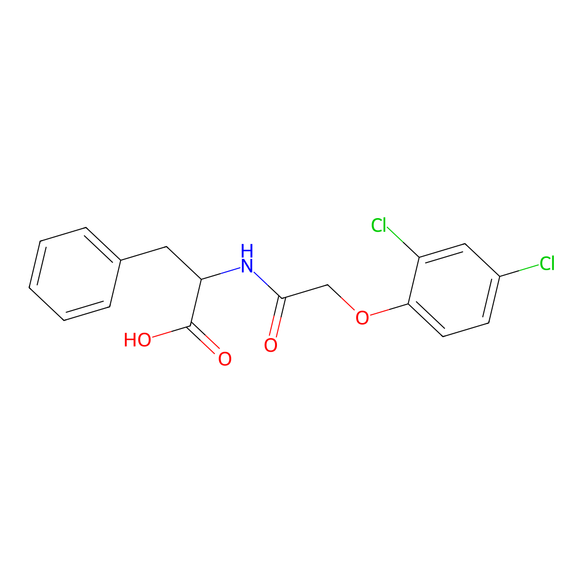 Alanine, N-(2,4-dichloro-phenoxyacetyl)-3-phenyl-, DL- molecular structure, CAS 63905-33-9