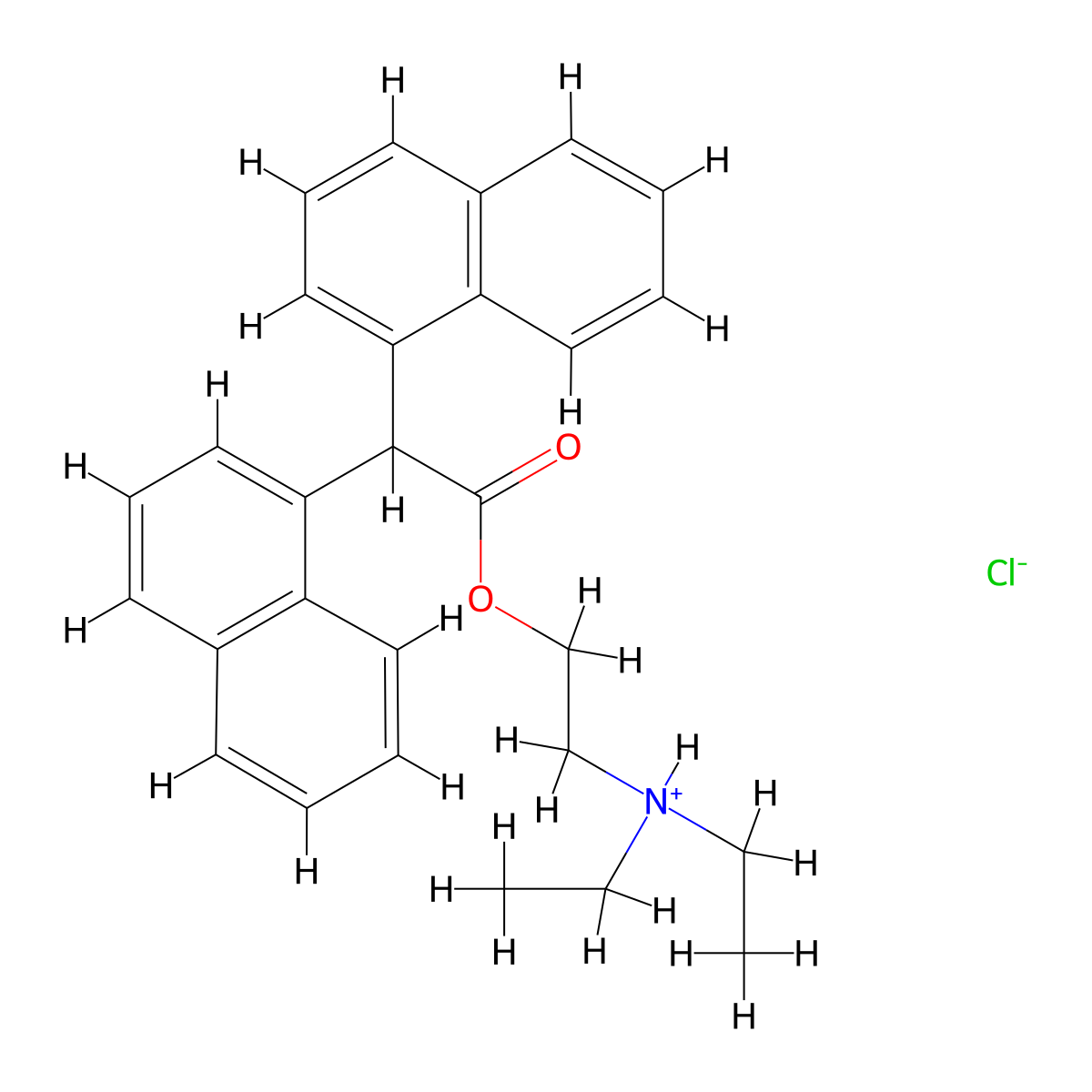 1-Naphthaleneacetic acid, alpha-(1-naphthyl)-, 2-(diethylamino)ethyl ester, hydrochloride molecular structure, CAS 63905-78-2