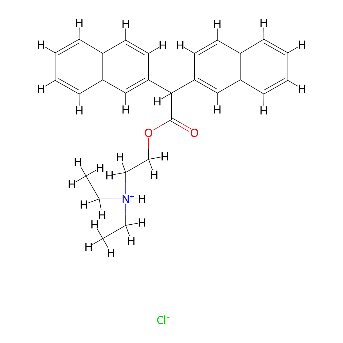 2-(Diethylamino)ethyl di(naphthalen-2-yl)acetate--hydrogen chloride (1/1) molecular structure, CAS 63905-79-3