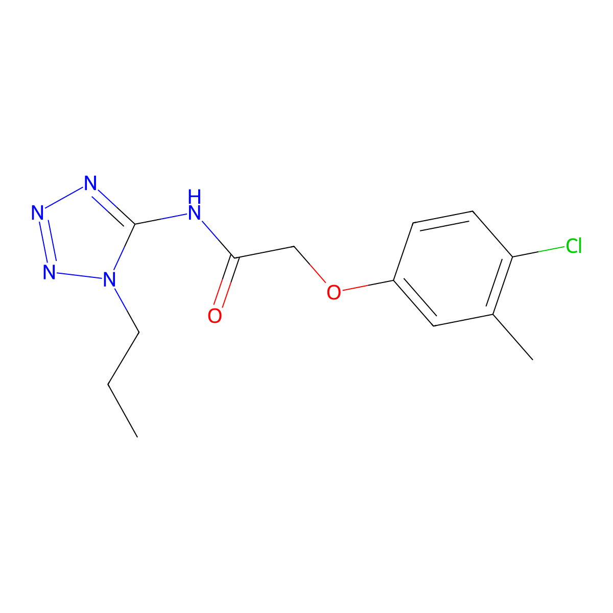 2-(4-chloro-3-methylphenoxy)-N-(1-propyltetrazol-5-yl)acetamide molecular structure, CAS 639050-07-0