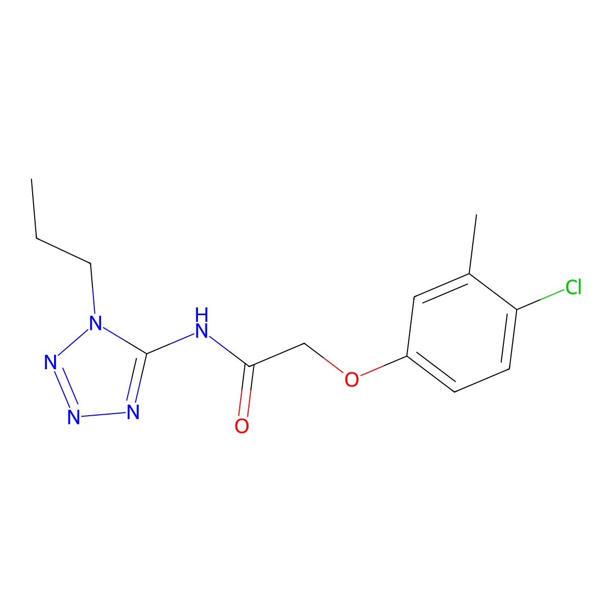 2-(4-chloro-3-methylphenoxy)-N-(1-propyltetrazol-5-yl)acetamide molecular structure, CAS 639050-07-0