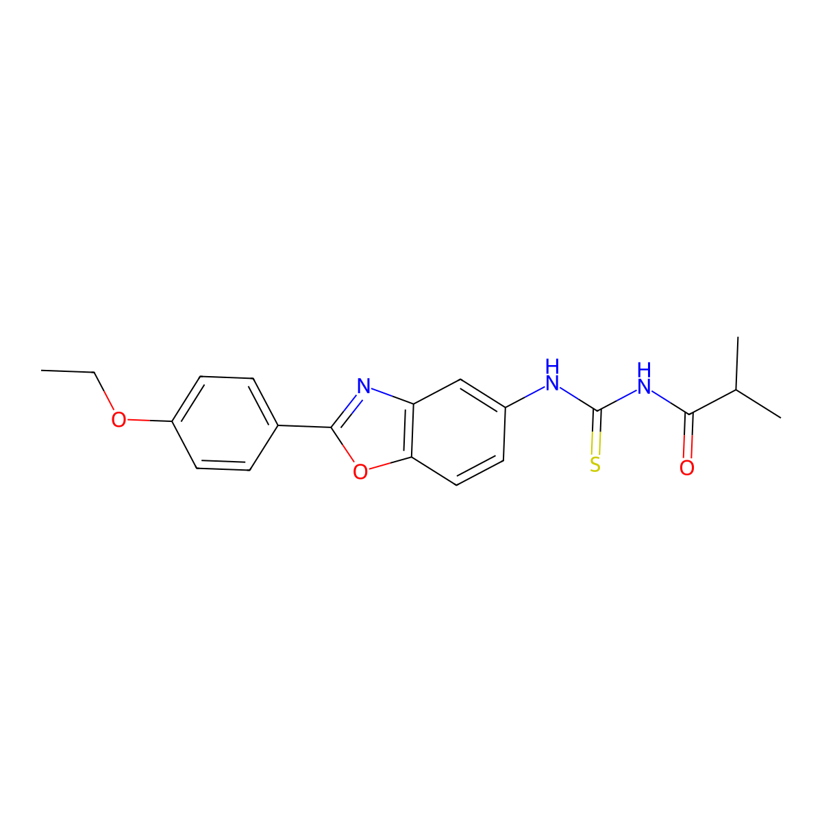 N-[[2-(4-ethoxyphenyl)-1,3-benzoxazol-5-yl]carbamothioyl]-2-methylpropanamide molecular structure, CAS 639050-90-1