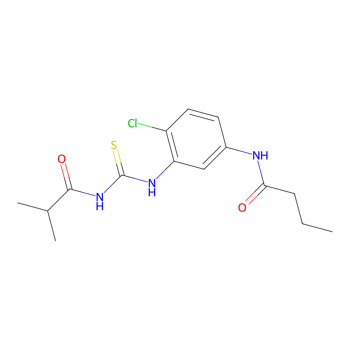 N-[4-chloro-3-(2-methylpropanoylcarbamothioylamino)phenyl]butanamide molecular structure, CAS 639050-98-9