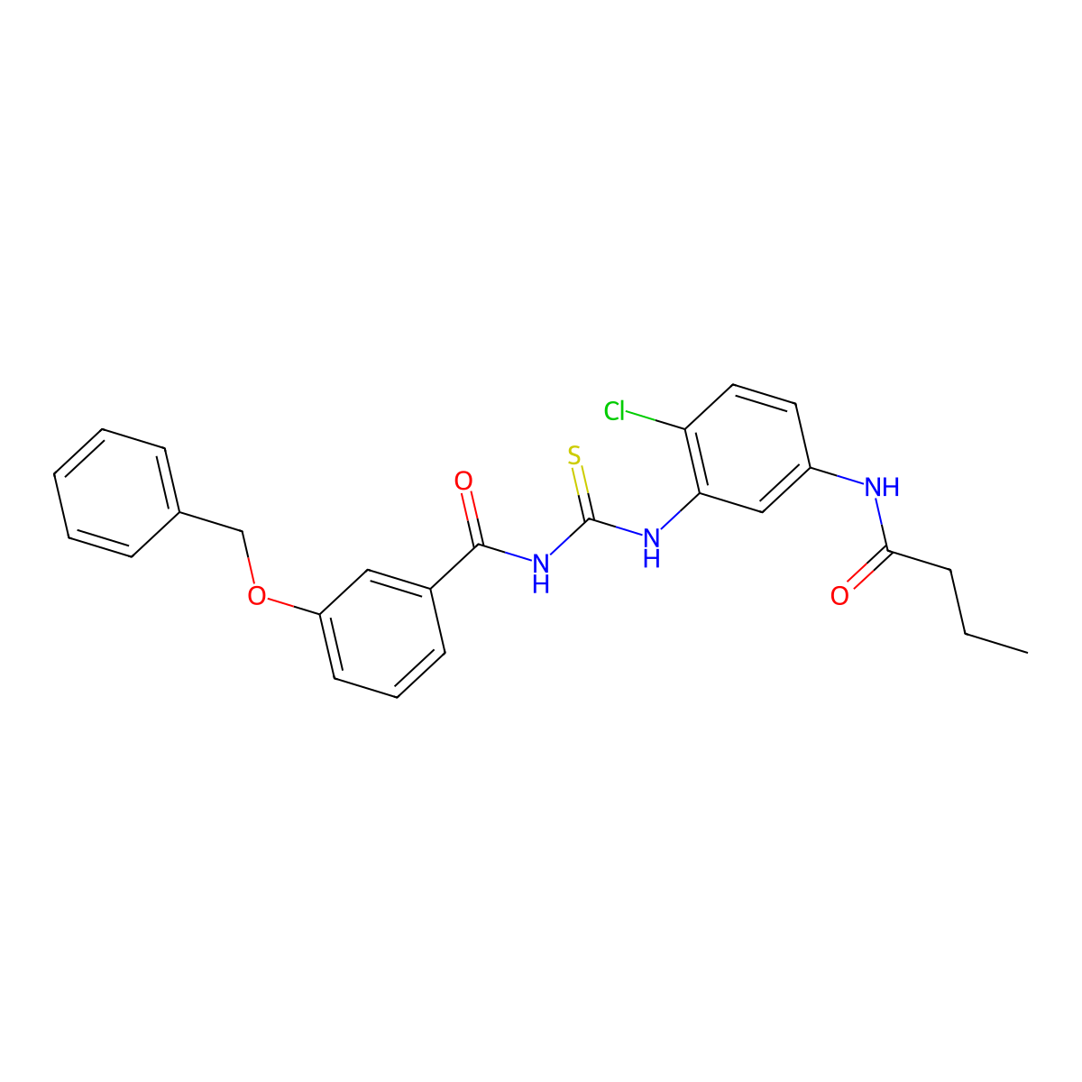 3-(benzyloxy)-N-{[5-(butanoylamino)-2-chlorophenyl]carbamothioyl}benzamide molecular structure, CAS 639051-94-8
