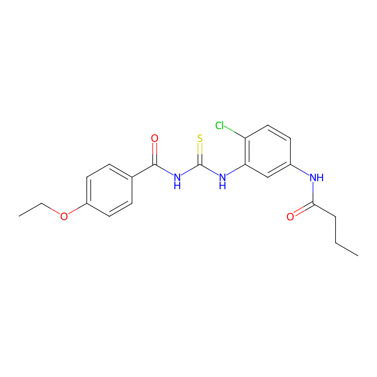 N-[[5-(butanoylamino)-2-chlorophenyl]carbamothioyl]-4-ethoxybenzamide molecular structure, CAS 639052-31-6