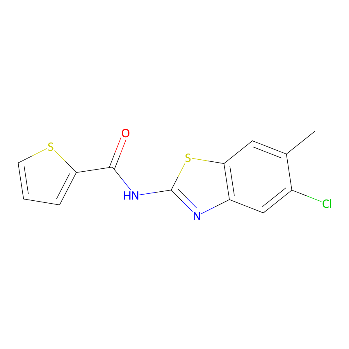 N-(5-chloro-6-methyl-1,3-benzothiazol-2-yl)thiophene-2-carboxamide molecular structure, CAS 639053-58-0