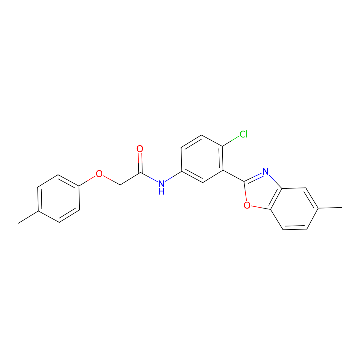 N-[4-chloro-3-(5-methyl-1,3-benzoxazol-2-yl)phenyl]-2-(4-methylphenoxy)acetamide molecular structure, CAS 639054-66-3