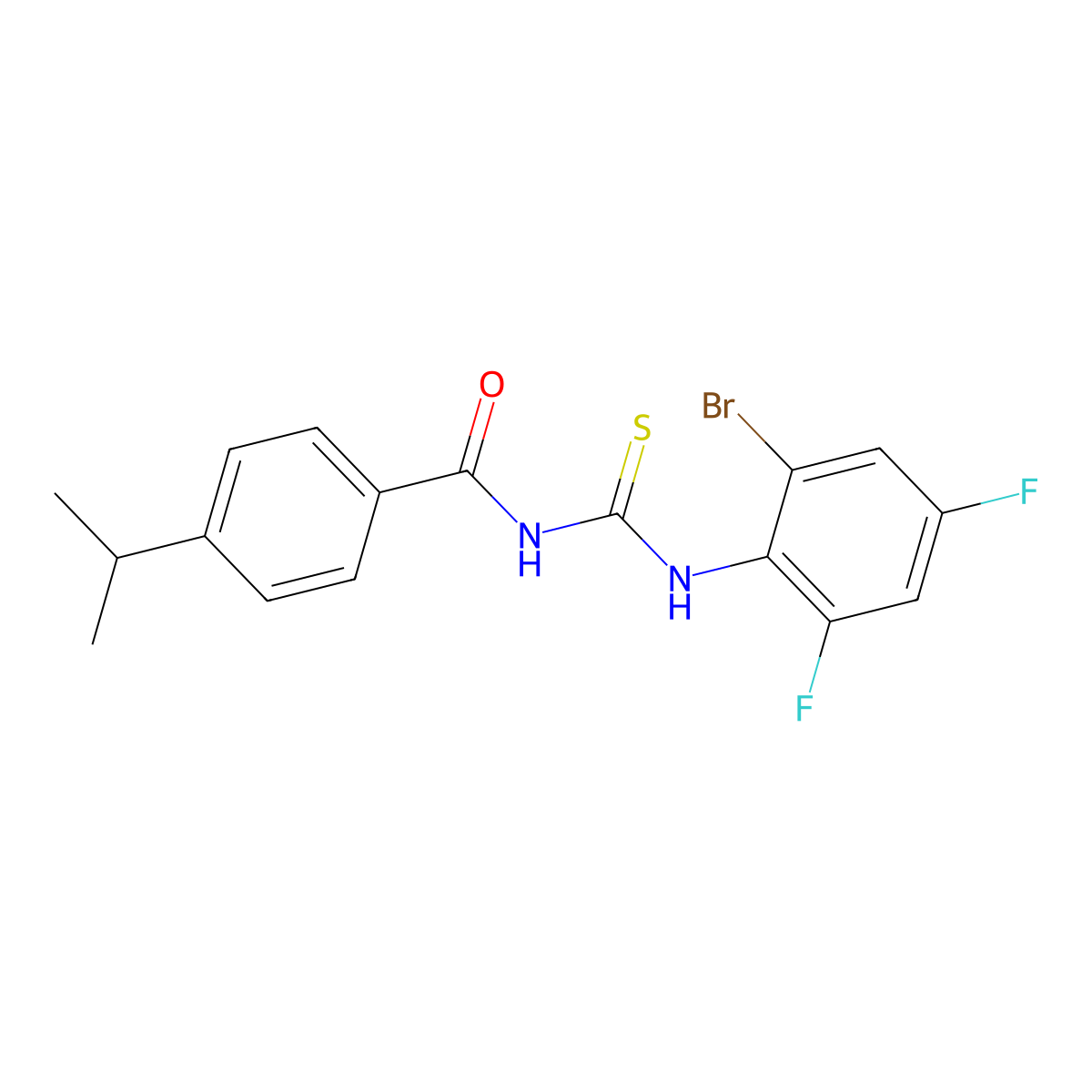N-(2-bromo-4,6-difluorophenyl)-N'-(4-isopropylbenzoyl)thiourea molecular structure, CAS 639055-97-3