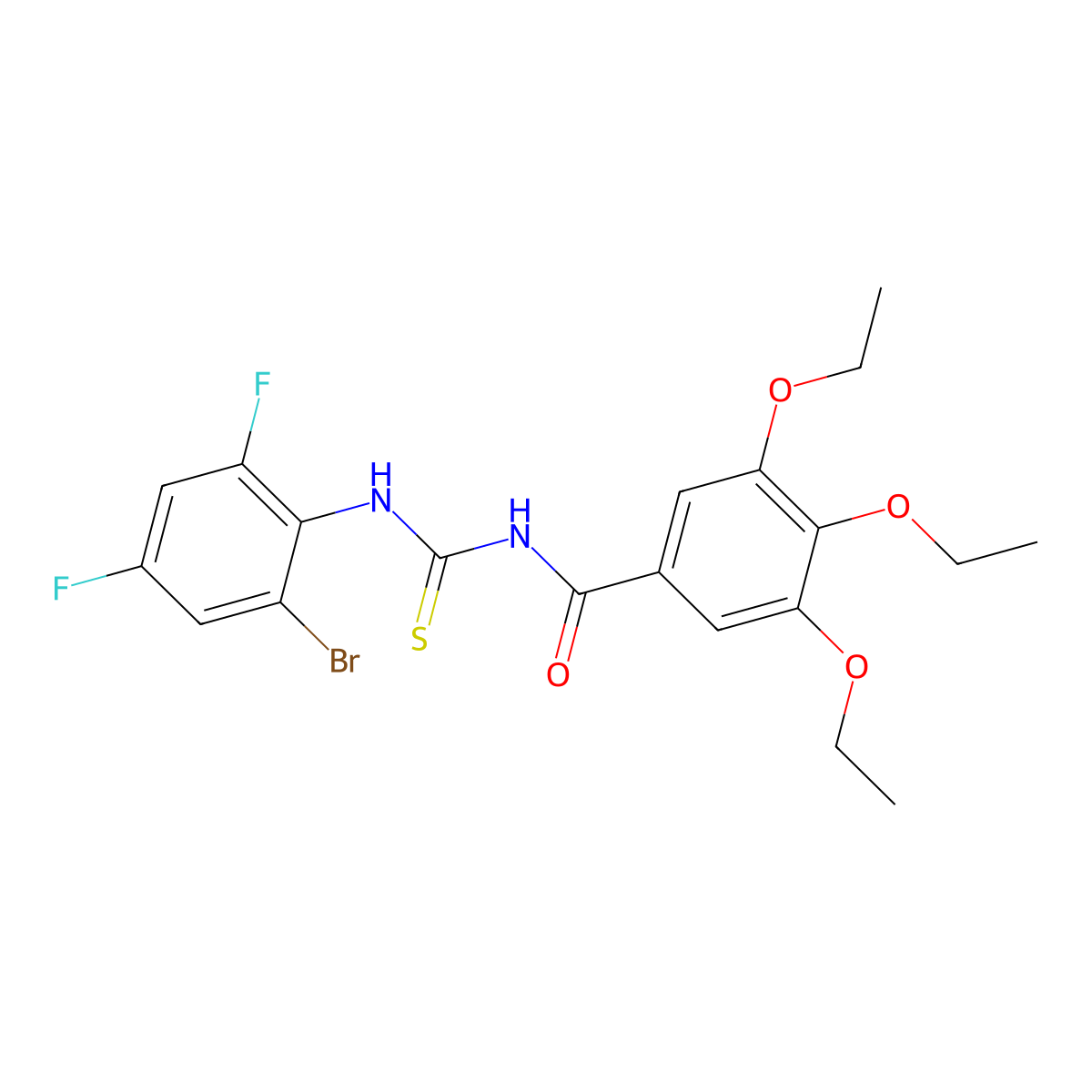 N-[(2-bromo-4,6-difluorophenyl)carbamothioyl]-3,4,5-triethoxybenzamide molecular structure, CAS 639055-99-5