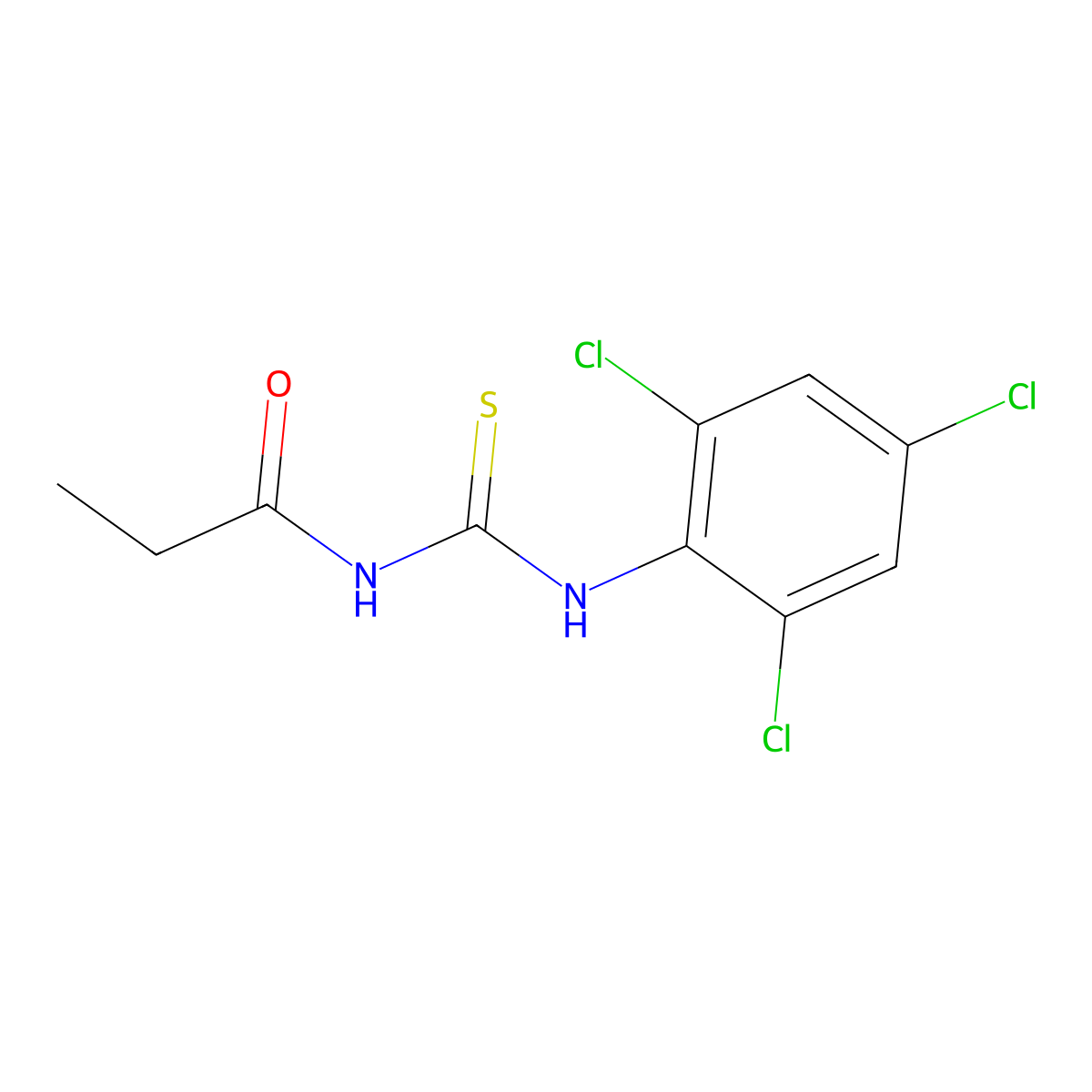 N-[(2,4,6-trichlorophenyl)carbamothioyl]propanamide molecular structure, CAS 639056-21-6