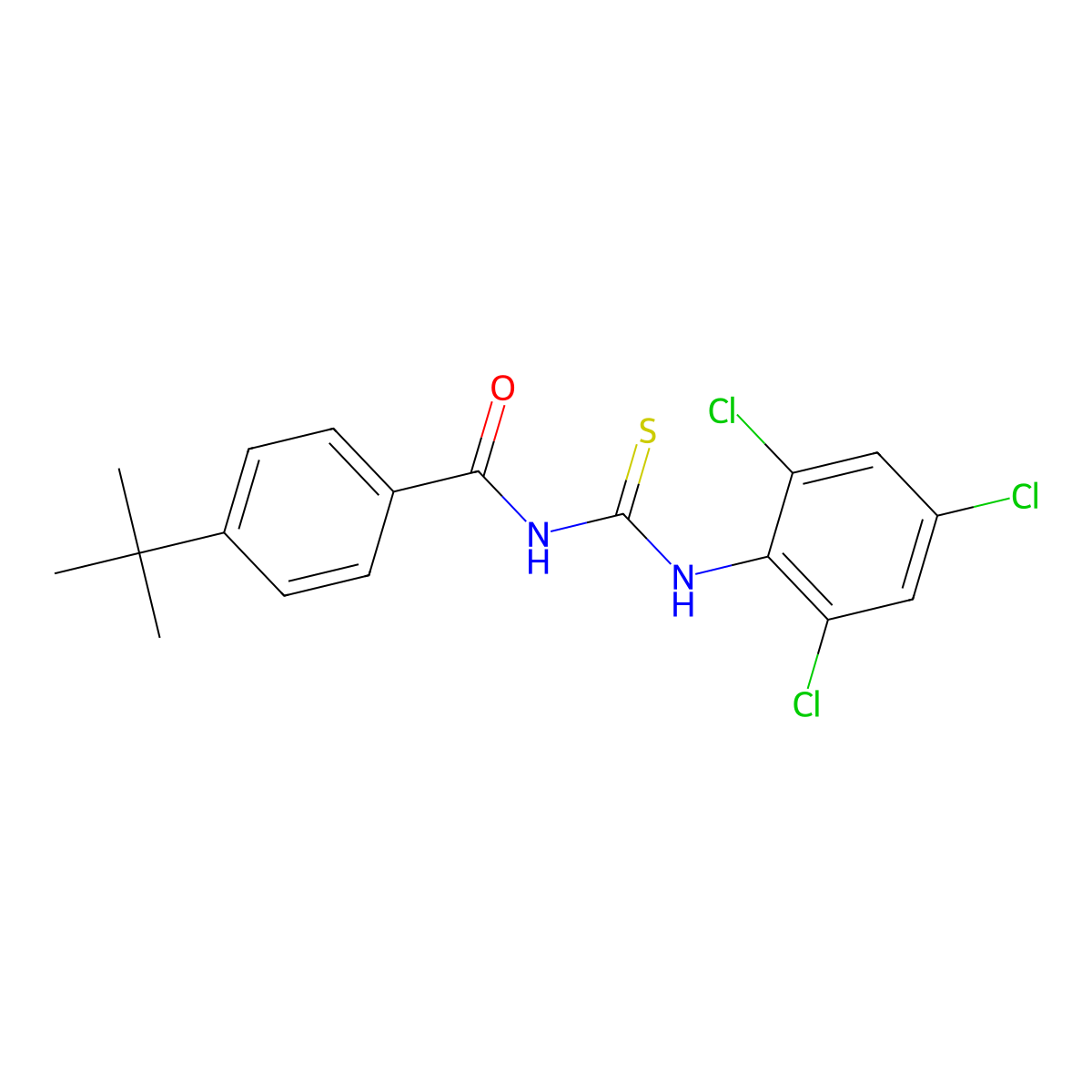 4-tert-butyl-N-[(2,4,6-trichlorophenyl)carbamothioyl]benzamide molecular structure, CAS 639056-39-6