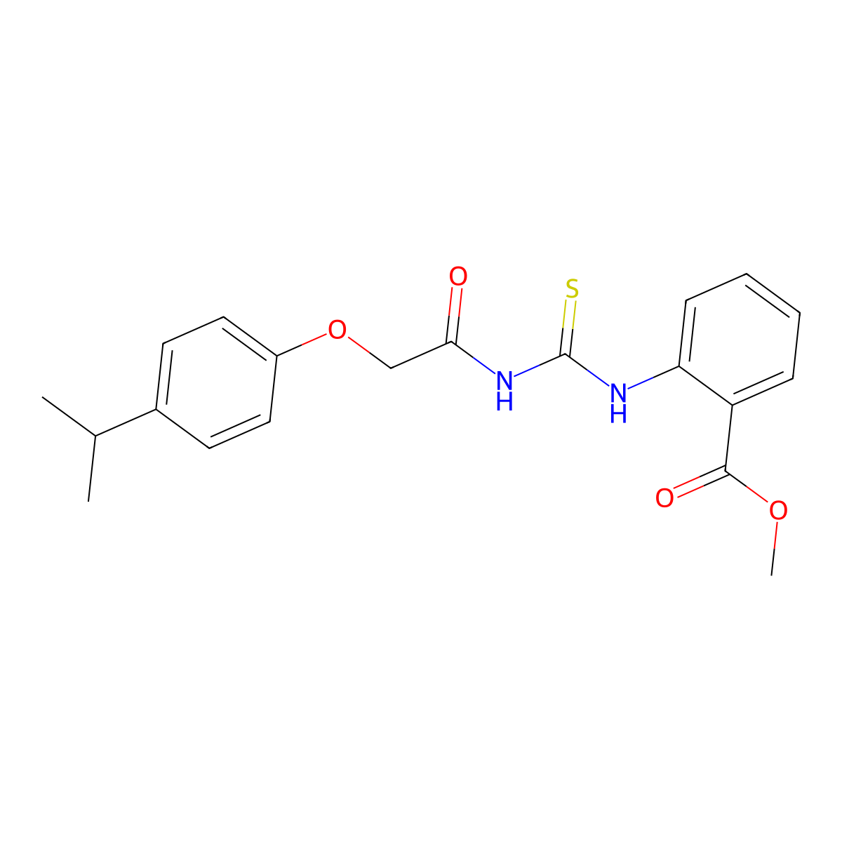 Methyl 2-[({[(4-isopropylphenoxy)acetyl]amino}carbonothioyl)amino]benzoate molecular structure, CAS 639057-68-4