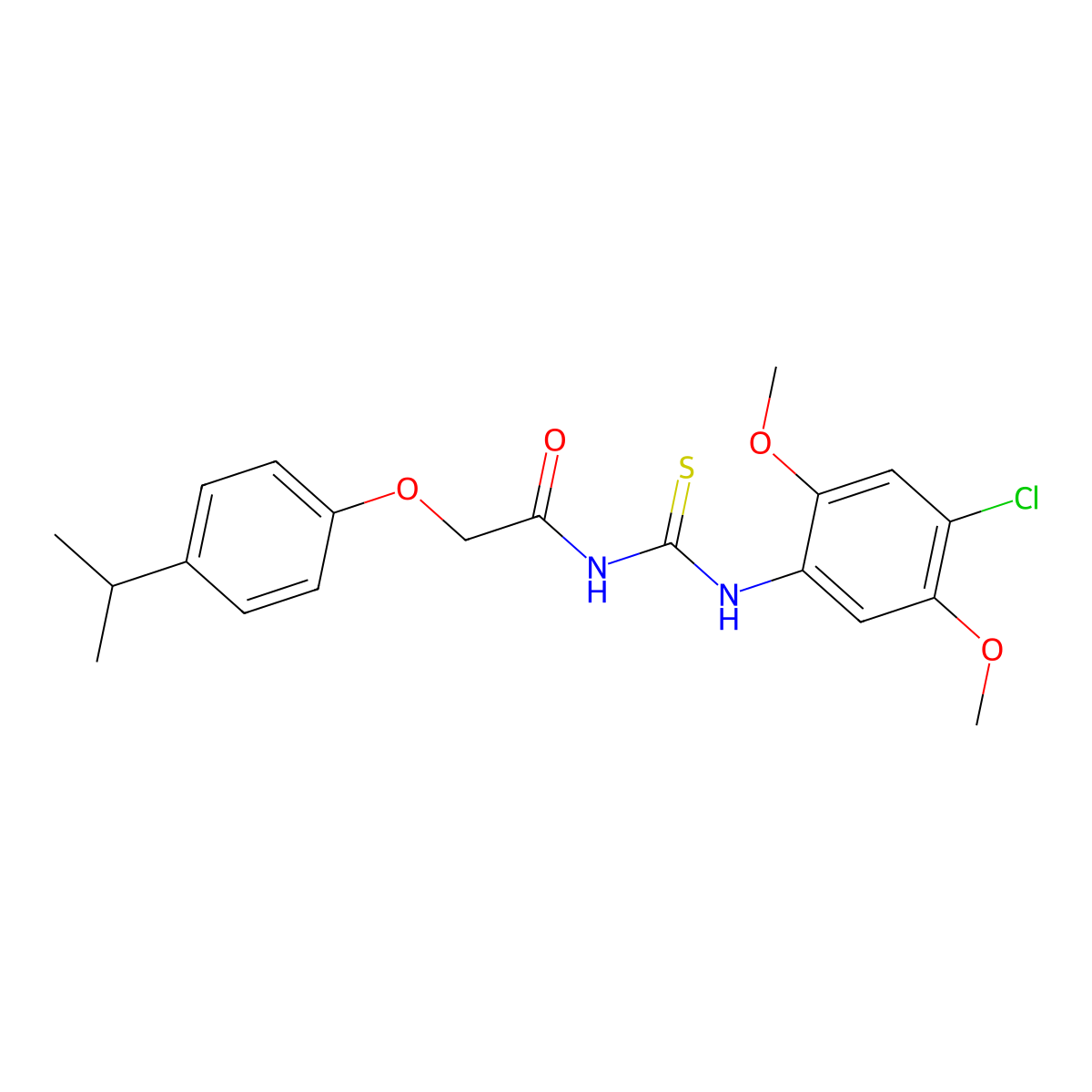N-[(4-chloro-2,5-dimethoxyphenyl)carbamothioyl]-2-(4-propan-2-ylphenoxy)acetamide molecular structure, CAS 639057-71-9