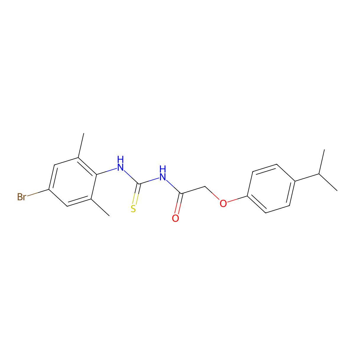 N-[(4-bromo-2,6-dimethylphenyl)carbamothioyl]-2-(4-propan-2-ylphenoxy)acetamide molecular structure, CAS 639057-75-3