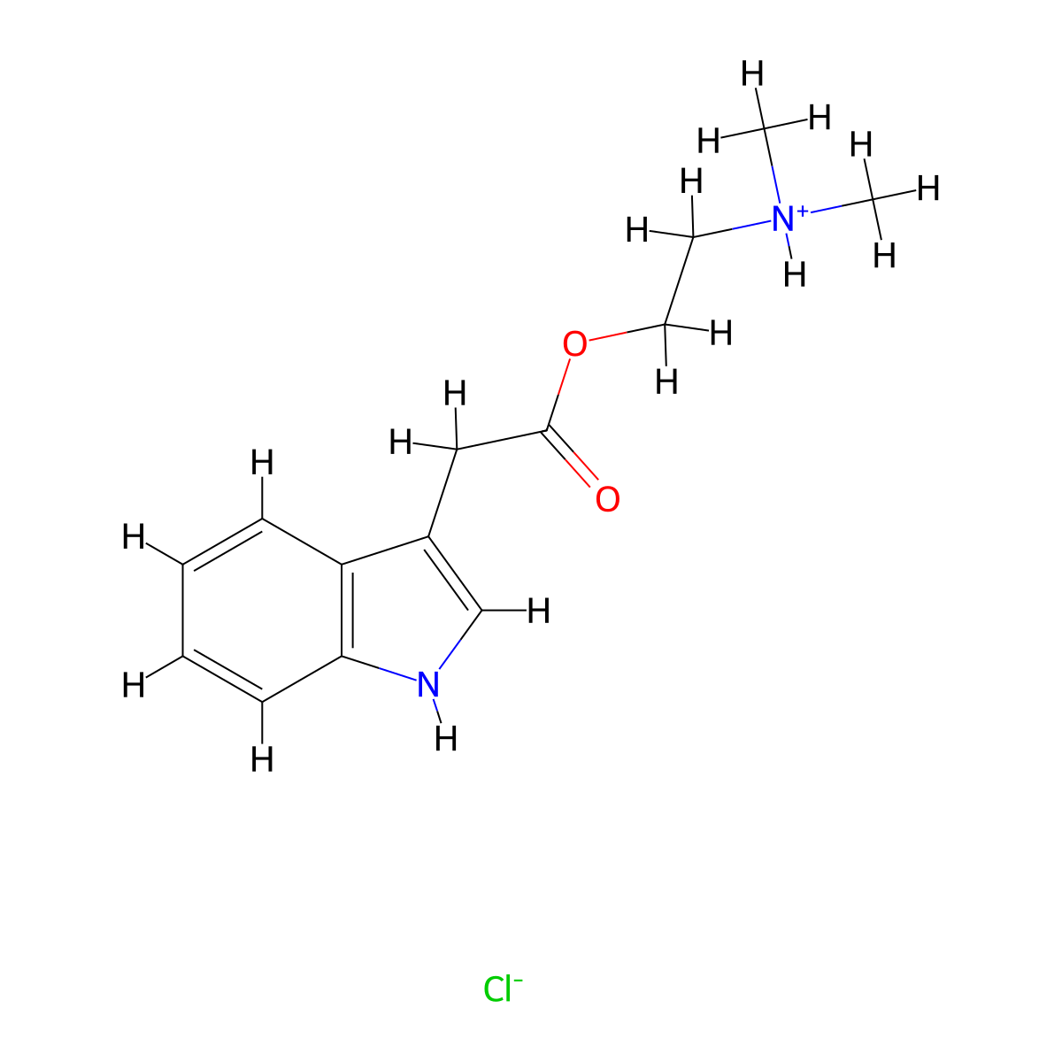 2-(Dimethylamino)ethyl (1H-indol-3-yl)acetate--hydrogen chloride (1/1) molecular structure, CAS 63906-35-4