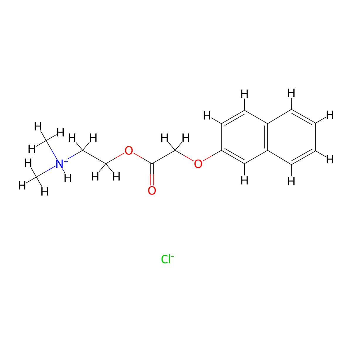Acetic acid, 2-naphthyloxy-, 2-dimethylaminoethyl ester, hydrochloride molecular structure, CAS 63906-43-4